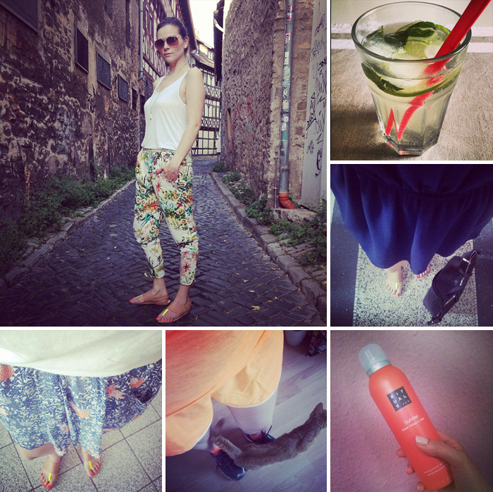 Kleidermaedchen-sonntagsbrunch-hugo-getraenk-sommergetränk-kaefer-outfit-of-the-day-zara-pants-hose-top-H&M-sport-nice-brooks-running-laufsport