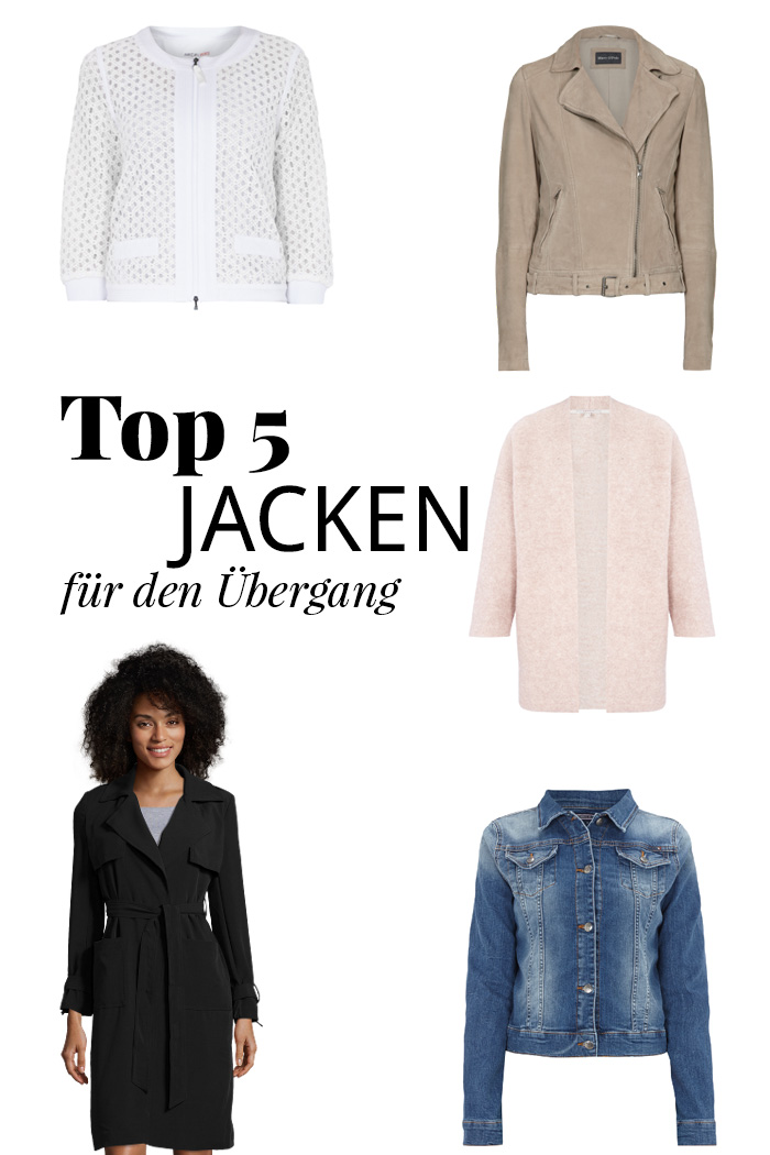 Kleidermädchen präsentiert ihre Top 5 Jacken für den Übergang. Mit dabei Trenchcoat, Lederjacke, Jeansjacke, Blazer und Mantel.
