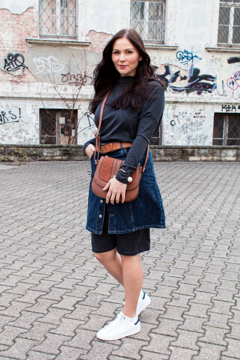 Kleidermaedchen Modeblog, erfurt, thueringen, berlin, fashionblogger, outfit, ootd, Modeblogger, Jeans Rock Hallhuber, Herbst Look, Adidas Stan Smith, Chloe Drew Lookalike, Kleid Nümph, Gürtel H&M, New Look Tasche, MAC Twig Lippenstift, ABOUT YOU