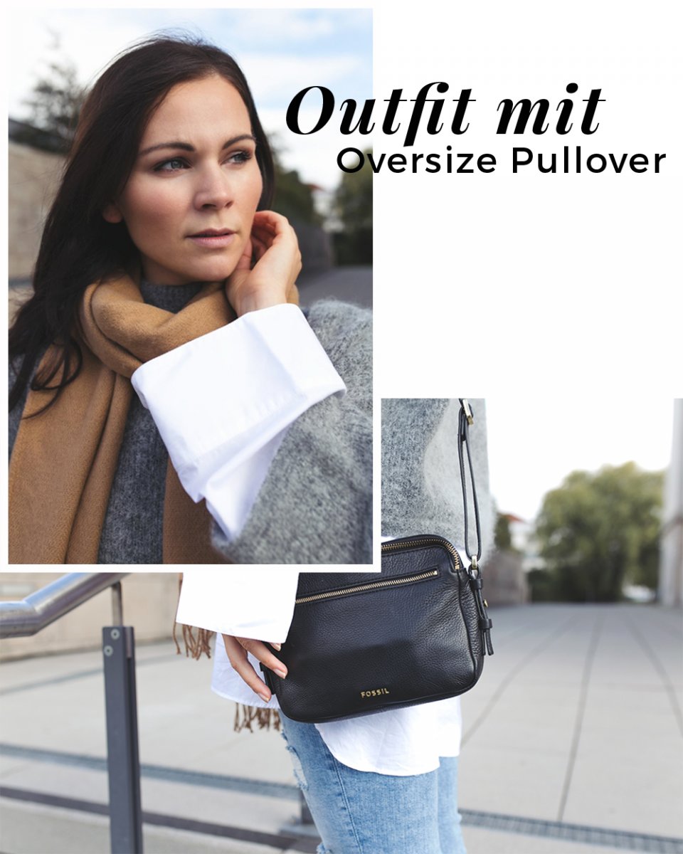 Outfit Kleidermaedchen.de Modeblog, erfurt, thueringen, berlin, fashionblog, Fashion Blog, Magazin, Blogazine, kleidermaedchen.de, Influencer Marketing und Kommunikation, Creator, Herbstoutfit, Winteroutfit, Zara Boyfriend Jeans, Topshop Schal, Fossil Piper Bag, Zara Ankle Boots, Stiefeletten, H&M Oversize Pullover, Herbstoutfit mit grauem Oversize Pullover und Stiefeletten, Outfit Review Oktober