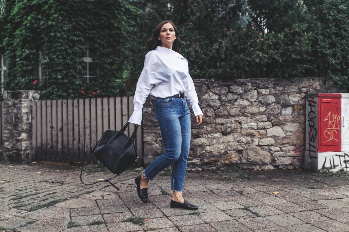 Herbst Outfit Mit Weisser Kent Kragen Bluse Noisy May Jeans Und Matt Nat Tasche Kleidermadchen Fashion Beauty Interior Und Food Blog Aus Sachsen Und Thuringen