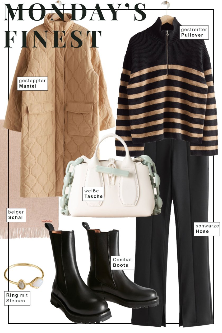 Die Monday's Finest sind da! Auf dem Modeblog findet ihr wöchentlich neue Outfit-Picks meiner Favoriten aus den Onlineshops. Ein festives Outfit mit Diane von Furstenberg Bluse und beigen Mantel | www.kleidermaedchen.de