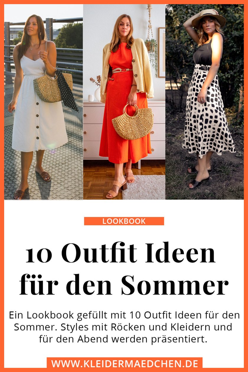 Auf dem Modeblog findest du 10 Outfit Ideen für den Sommer in einem Lookbook verpackt. Ich zeige euch Styles mit Röcken, Kleidern für den Tag und den Abend. | www.kleidermaedchen.de #sommeroutfit #alltagsstyles #modetrend2022 #Sommertrends #rock #kleid