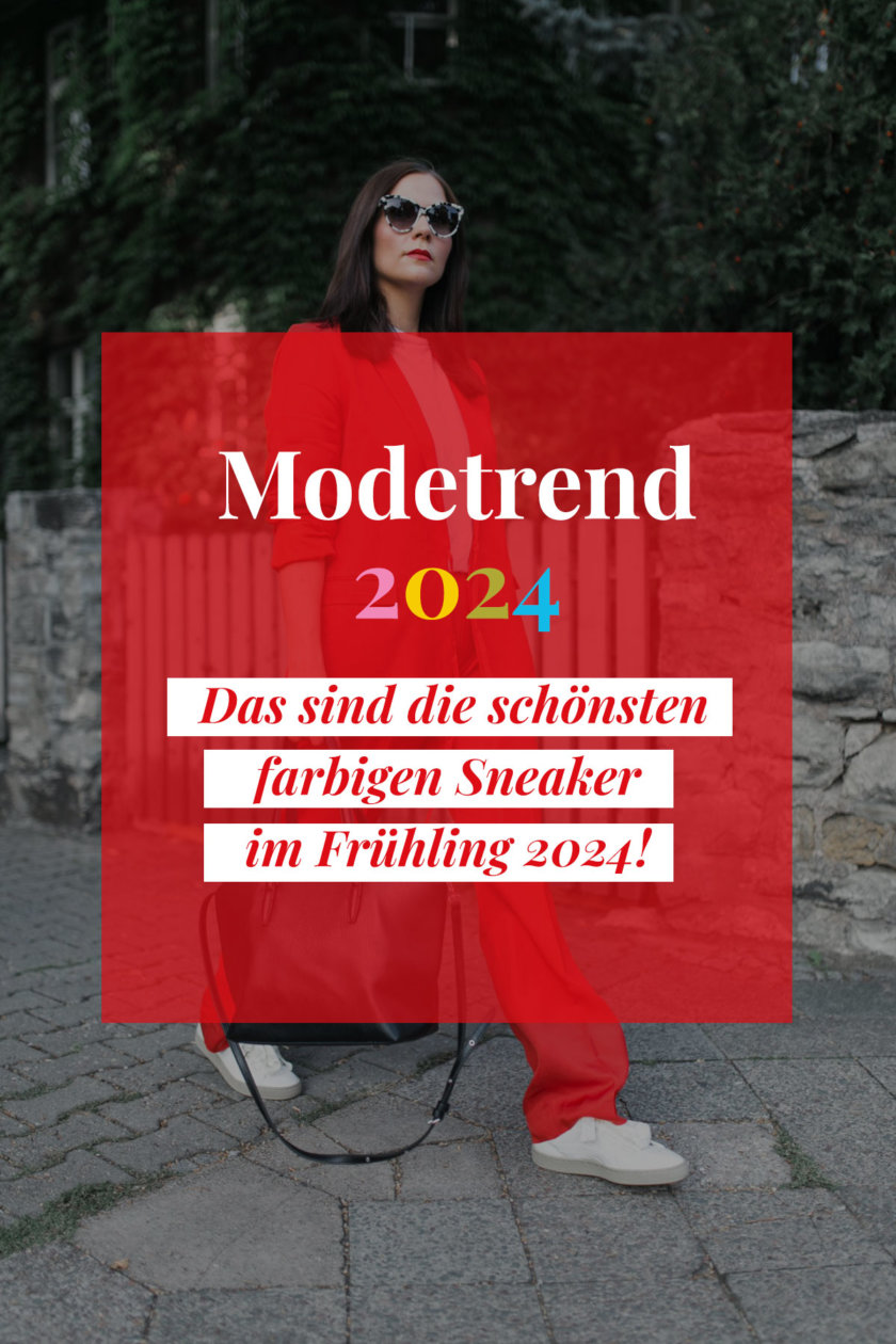 Modetrend Frühling 2024: Auf dem Modeblog verrate ich dir, wie du farbige Sneaker von Adidas und Co. richtig kombinierst.