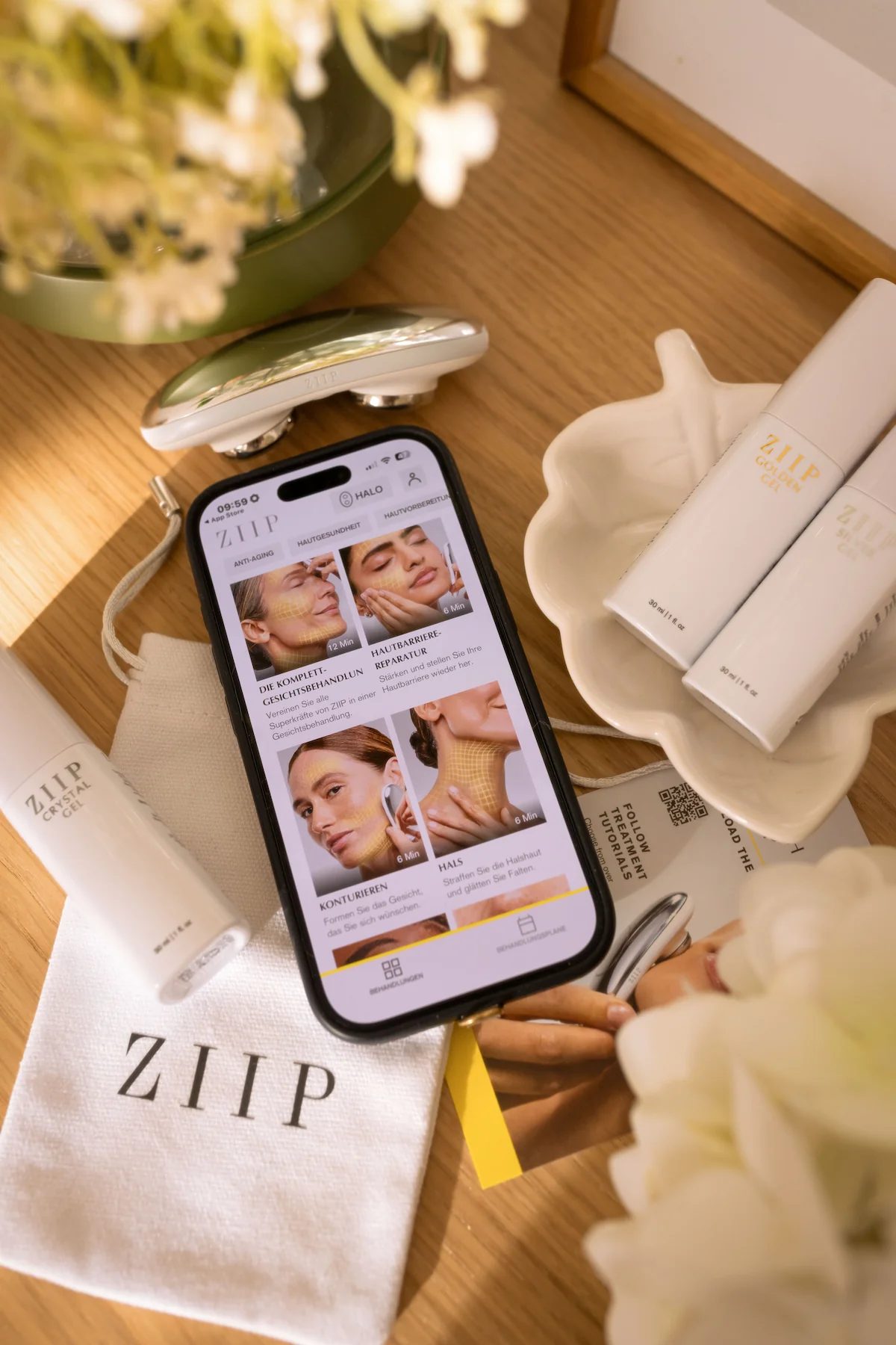 ZIIP HALO 2.0 App mit Behandlungsprogrammen für Gesicht